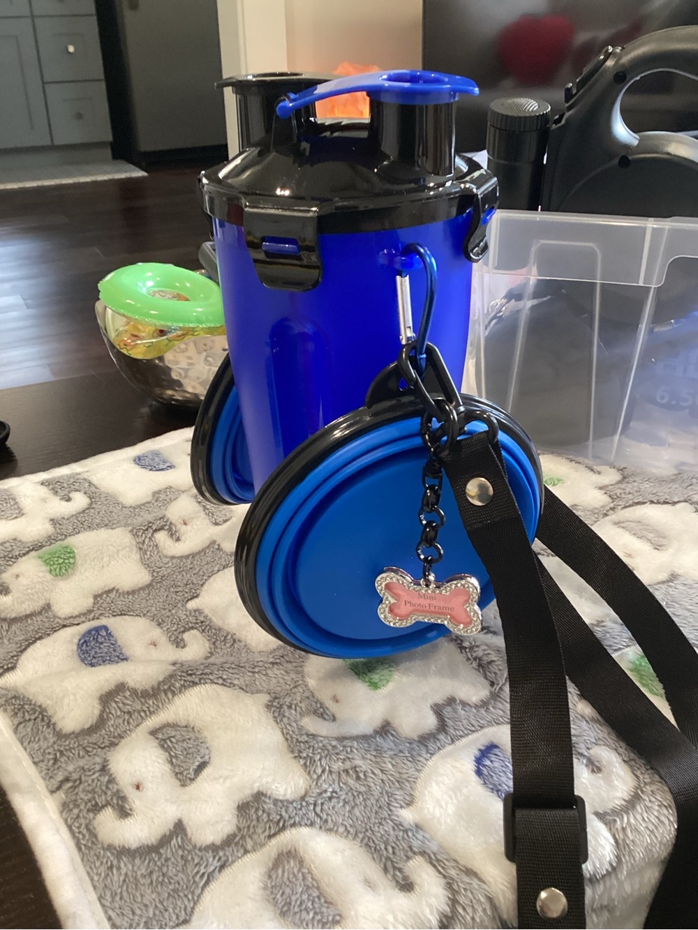NWOT - Blue Pet Water & Food Bottle w/Black Crossbody Strap!!!